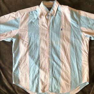 Ralph Lauren “Big Shirt”Blue & Pink Striped Sz L